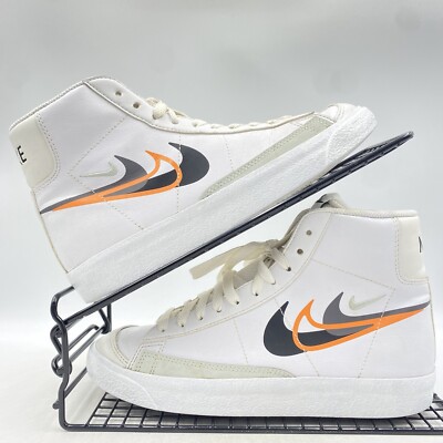 Nike Blazer Mid 77 Weiß Orange Sneaker Größe UK 4,5 Damen Leder Multi Swoosh