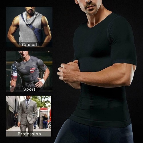 US Men Gynecomastia Compression Shirt Slimmer Shapewear to Hide Man Boobs Moobs - Picture 10 of 45