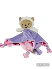 Cuddle Time Lamb Sheep Baby Security Blanket Plush Lovey Knotted Satin Purple