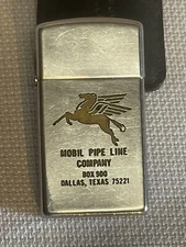 1966 Mobil Pipe Line Company Pegasus Pat 2517191 Zippo Advertising Lighter Rare