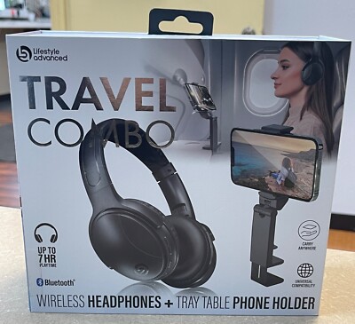 Lifestyle Advanced Travel Combo Wireless Headphones with Phone Holder - NEW
