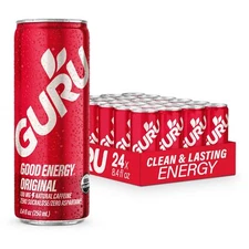 Guru Organic Plant Based Energy Drink 24 Pack 8.4 Fl Oz Sustain Natural Energy