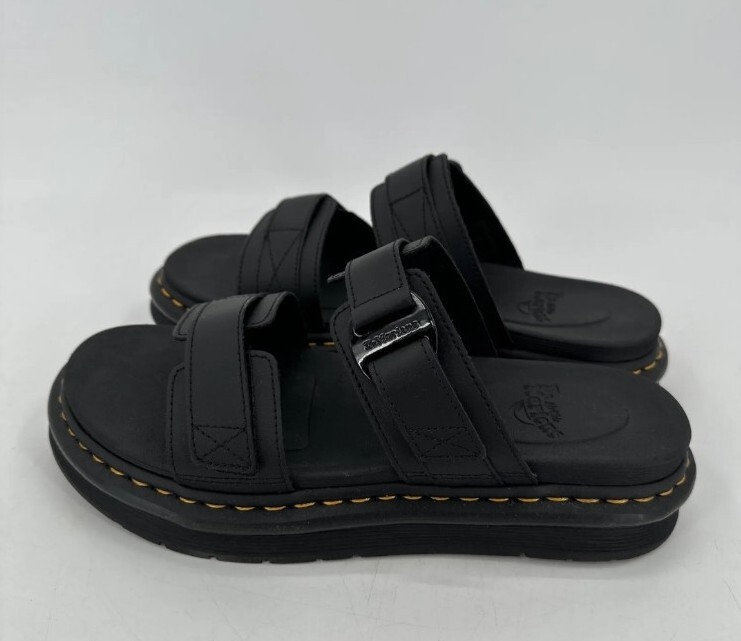 Dr DOC Martens Men's Size 12 Chilton Leather Slide Sandals Black Hydro