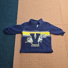 Taz Bugs Bunny Jr Varsity Fleece Sweatshirt 12m Blue Baby Looney Tunes 2004 W1a