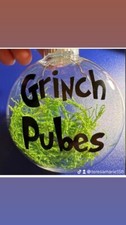 2 Grinch Pube Prank Ornaments, disk shaped and shatterproof. White elephant