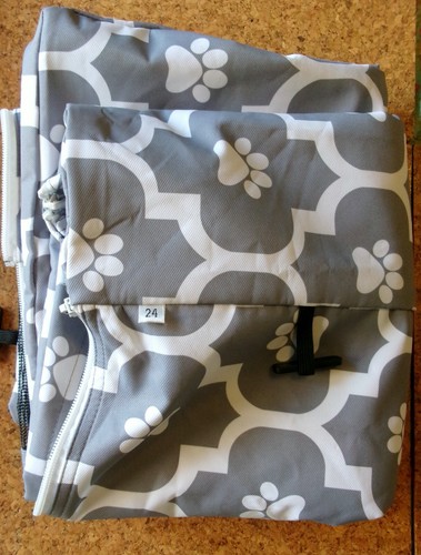 Dog Pet Crate Cover Durable Polyester Grey Paw Print Design 24" x 18" - Picture 7 of 8