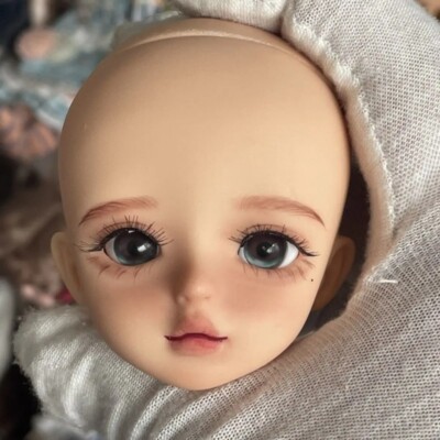 Bjd Doll Head  Makeup Head with Interchangeable Eyes Head Human Eyelash Dolls