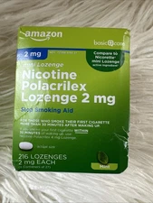 Amazon Basic Care Nicotine Polacrilex Mini Lozenge 2 mg Stop Smoking Aid 07/2027