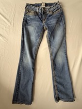 True Religion Joey Bootcut Jeans Youth 28 USA Made Flap Pocket Y2K Girls 29x28