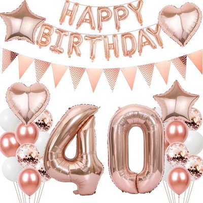 Deko Set 40. Geburtstag Roségold Frau, Deko Geburtstag 4...