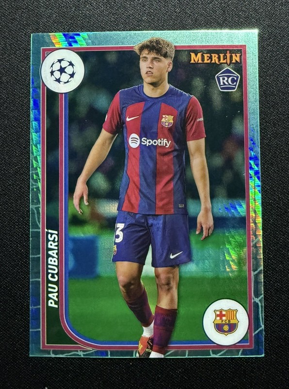 Pau Cubarsi 2023-24 Topps Merlin UEFA Aqua Prizm Rookie RC #103