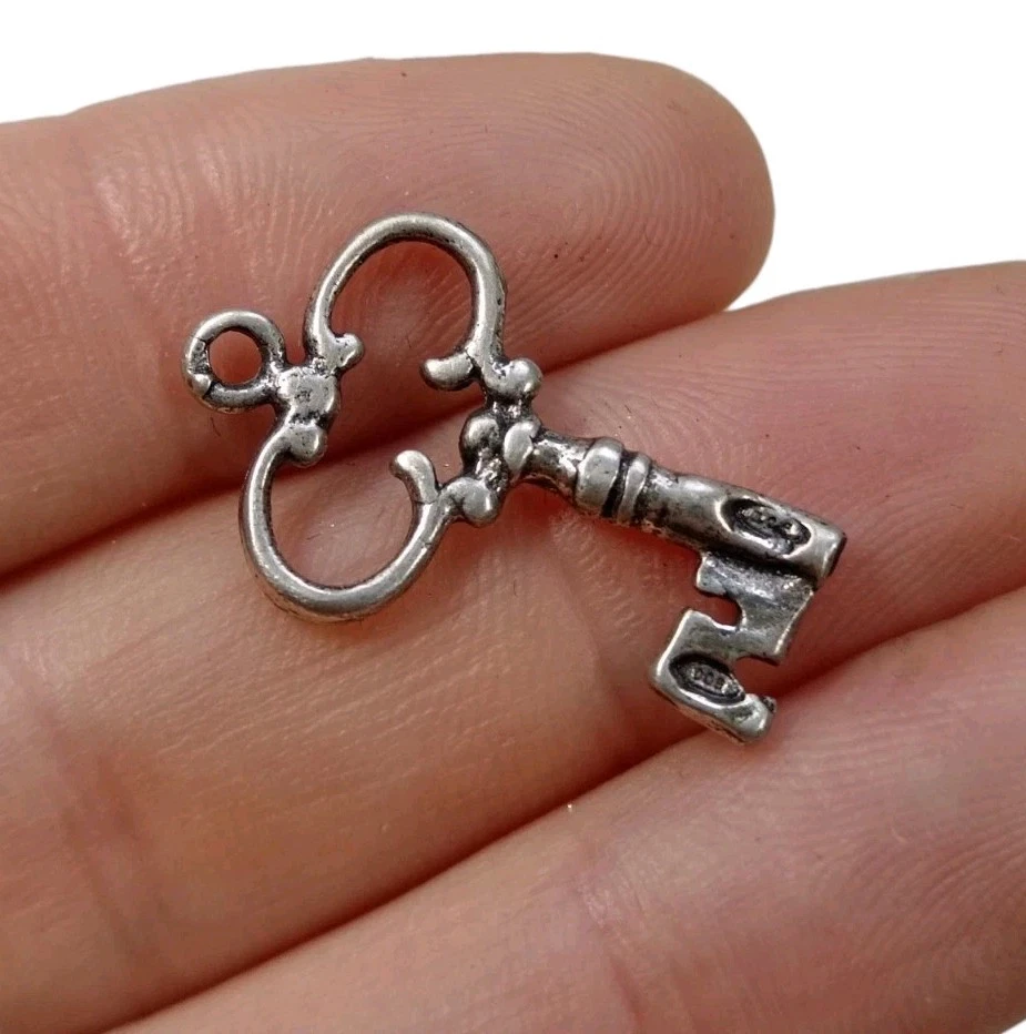 *HH* Ciondolo Pendente Charm Chiave Chiavetta Portafortuna Argento Collana - Immagine 3 di 4