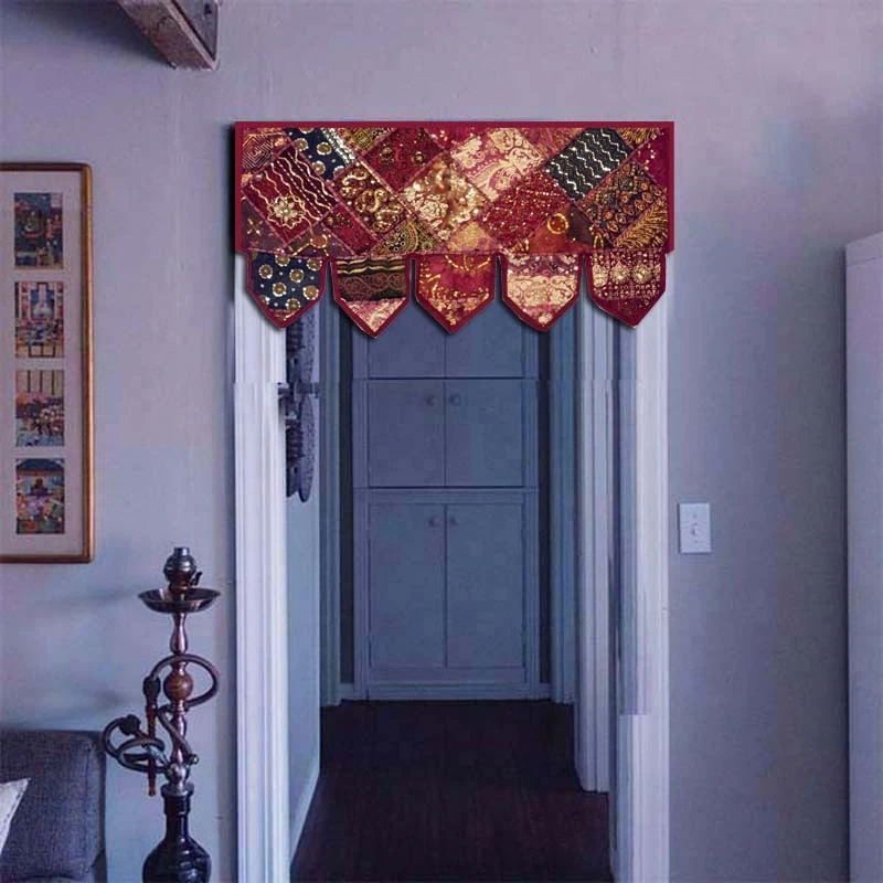 38" Cotton Handmade Door Hanging Toran Vintage Embroidered Patchwork Topper