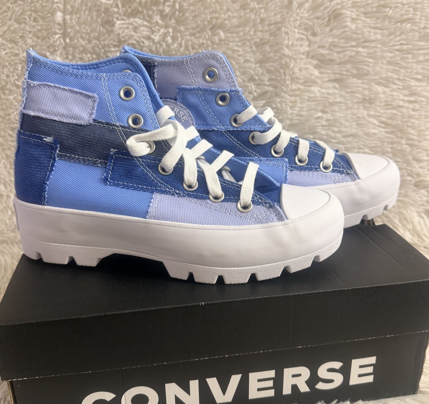 Converse Chuck Taylor All Star Hi Lugged Sneaker In Denim Patchwork - NIB - 6.5 thumbnail 2