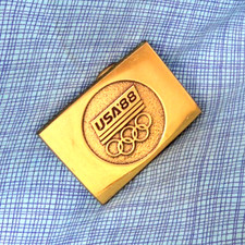 USA 88 Olympic Dress Belt Buckle Seoul Calgary Solid Brass Vintage BTS .GMP623
