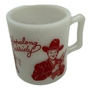 Pre-owned*Vintage 1950's*Hazel Atlas Red Hopalong Cassidy Milk Glass Coffee Cup
