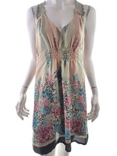 CONTAINER Damen Sommerkleid Gr. 38 Ärmellos Spitzenstickerei Knielang