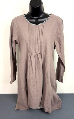 Women's Prairie Dress Size Medium Tunic Pockets Button Up Back Basic