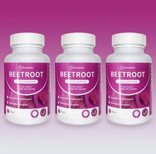 3PCS Rosabella Organic Beet Root 60 Capsules Natural Energy Boost Blood Pressure