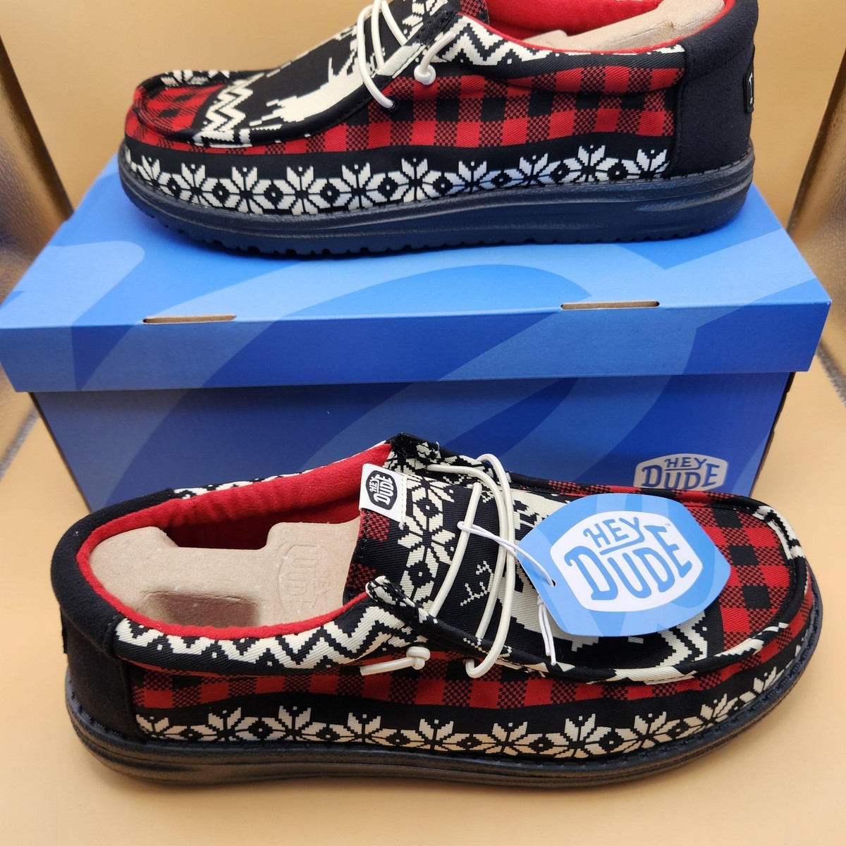 Hey Dude Wally Holiday Cheers Shoes Mens Size 12 Black Multi Casual Comfort Xmas Hey Dude Men main image 4