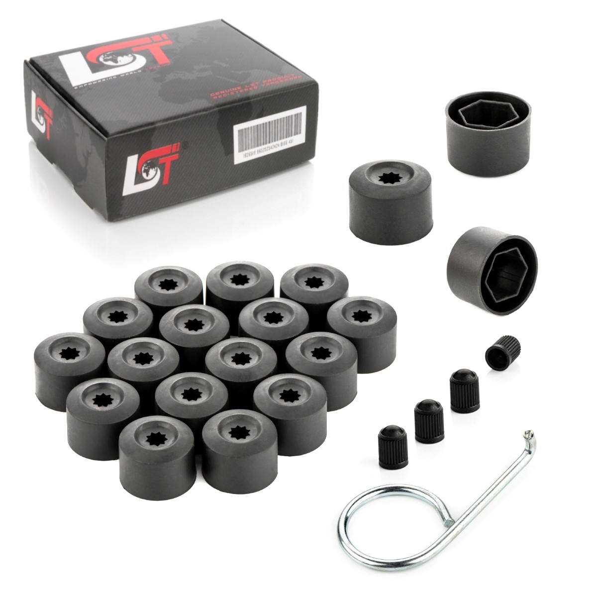 20X Wheel Nut Caps Set Black 17 Mm For SAAB