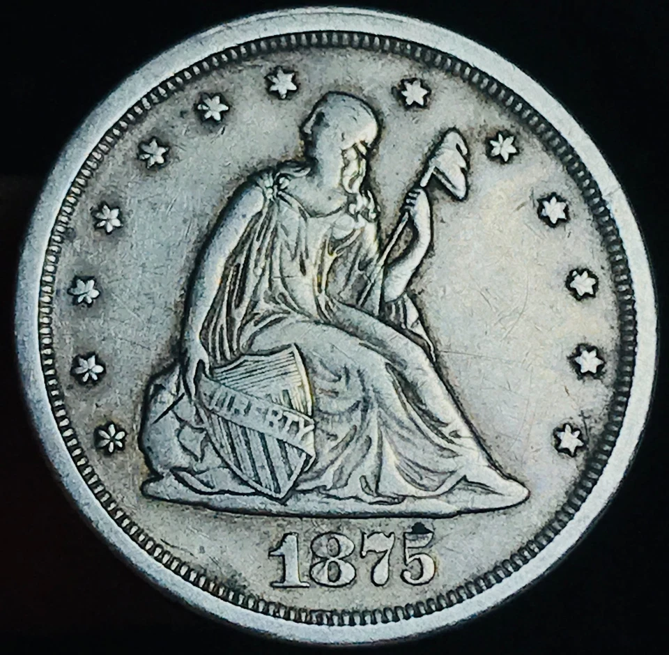 1875 S/S Twenty Cent Piece 20C Ungraded CHOICE 90% Silver US Coin CC28311 - Image 4 of 4