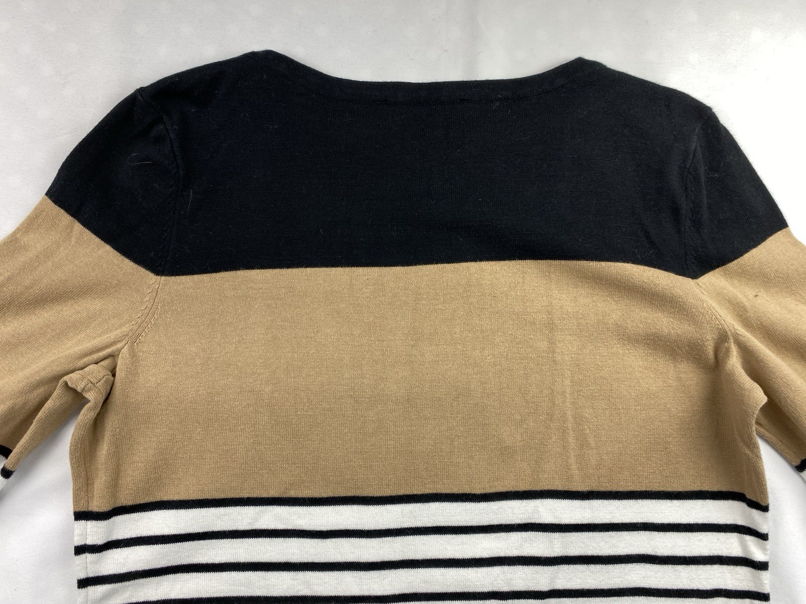 Ladies Tommy Hilfiger Striped Jumper Size Large (uk12) Black / White / Camel  thumbnail 14