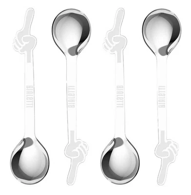 Bialetti Set of 4 Little Spoons Steel, Distinctive Coffee Spoons