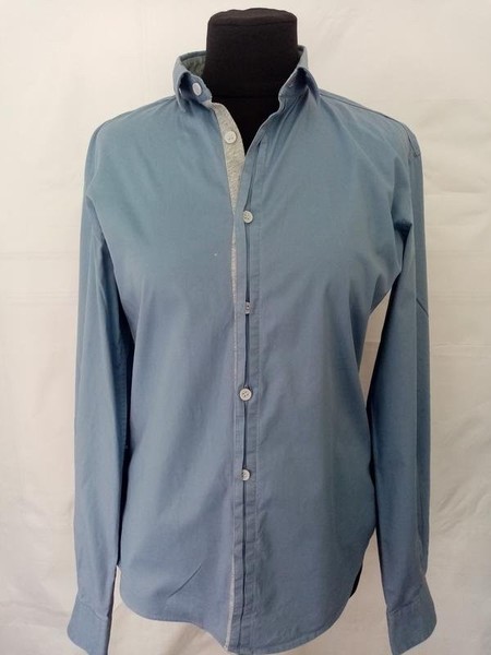 Men DKNY Shirt Grey Cotton 36 / S / 44 #BLLZ