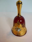 Vintage Murano Glass Ruby Red And Gold Bell - Made In Italy