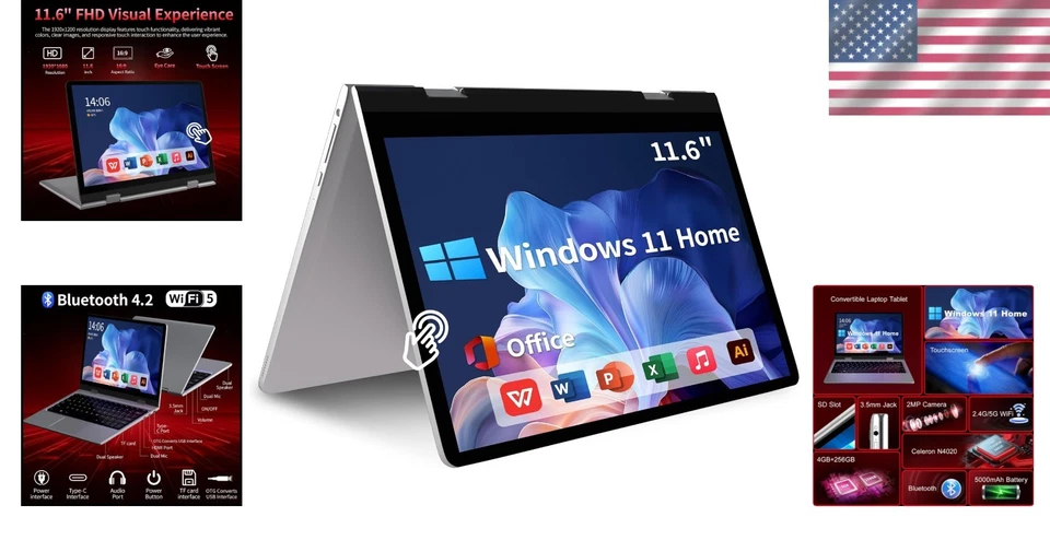 Convertible Laptop Tablet 11.6 inch 256GB SSD - Image 2 of 4