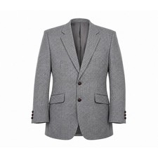 Stafford wool 42L Blazer Grey Blue Houndstooth Sport Coat office preppy work