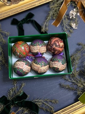 Vintage Deutsche Christbaumkugeln 6er Set | 6 cm | Europäische Weihnachtsdeko