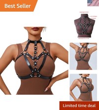 Versatile Goth Lingerie: Black Burgundy Adjustable Leather Body Harness