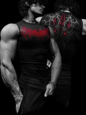 Breathedivinity Men's Sports Fitness Vest with Venom Print, Sleeveless Fit