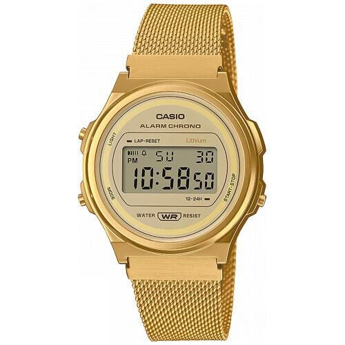Reloj Casio Mujer Digital Vintage Dorado Malla A171wemg-9aef
