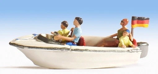 Bateau avec rame en bois blanc 37x10x5 cm