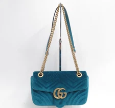Authentic Gucci GG Marmont V Stitch suede Chain Shoulder Bag #44113
