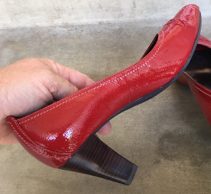 ECCO Manila Red Patent Leather Peep Open Toe Pumps Mid-Heel 39 Nice!!