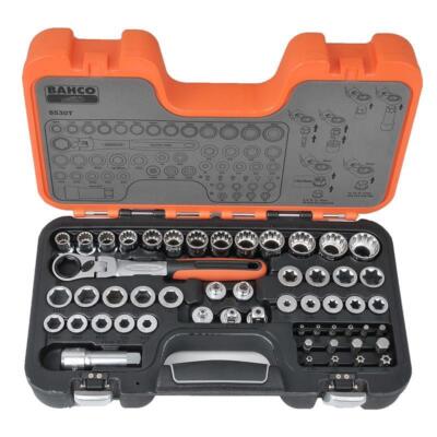 Bahco S530T Durchsteck Steckschlüssel Satz 1/2 - 1/4 - 3/8 Zoll 53 tlg im Koffer