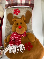 Merry Christmas 18  Fireplace 3-Pcs Stocking Red / Beige New A13