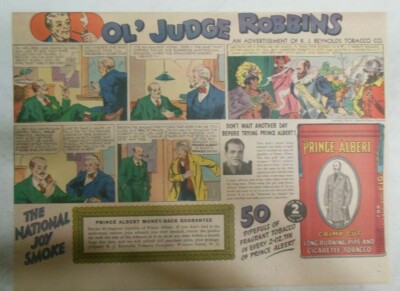 Prince Albert Tobacco Ad: OL' Judge Robbins Aztec Pipe Mexico !  1930's 