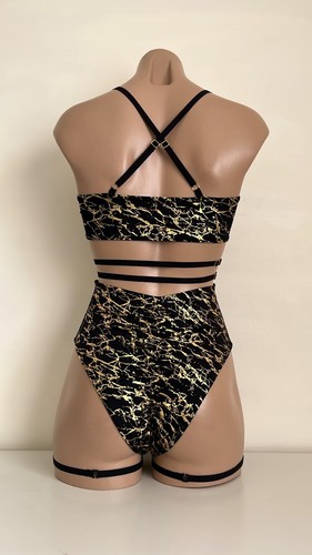 Schminke ⚜️ Pole dance set pole-wear marble gold black baby evil's top bottoms - Picture 14 of 17