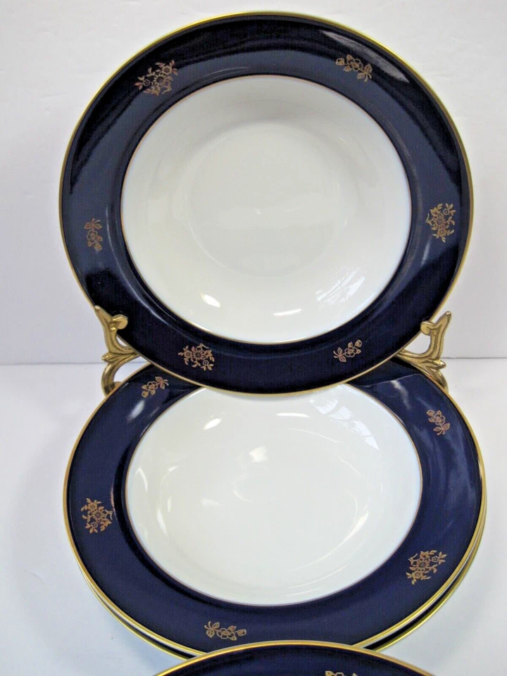 Rosenthal Classic Rose Collection Cobalto Azul Oro Sopa Cuencos 8" D Juego De 7 Foto 2 de 4