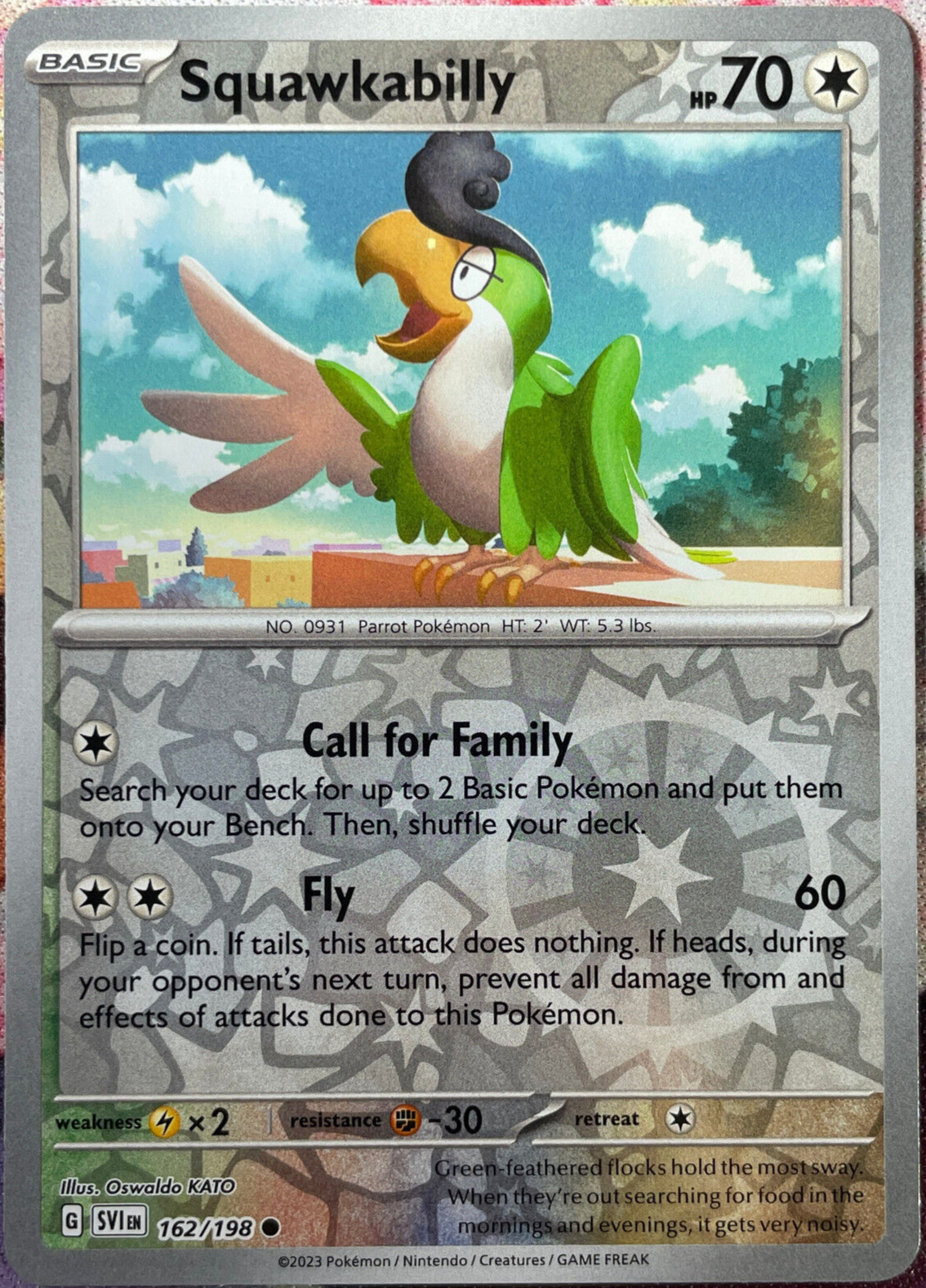 Squawkabilly Reverse Holo - 162/198 - Scarlet & Violet Base Pokemon 2023