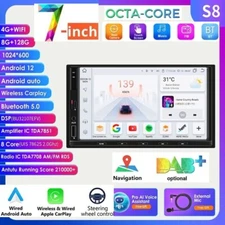 8+128GB Double 2 Din 7" IPS Car Stereo Radio WiFi Android 12 GPS Navi BT CarPlay