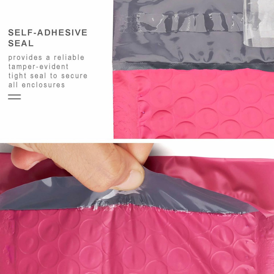 Poly Bubble Mailers 8.5x12 200 Pack Light Pink Waterproof Self Seal Adhesive Shipping Bags Cushioning Padded Envelopes Shipping Mailing Packaging Usa