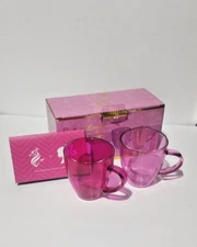 Dragon Glassware Barbie Espresso Cups, Pink & Magenta, New, Set of 2