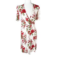 Reformation Laurent Floral Wrap Knee Length Dress Georgette Size XS