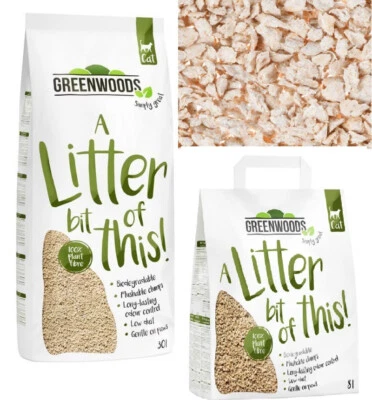 Greenwoods Plant Fibre Natural Clumping Cat Litter Toilet Flushable Size 8L/ 30L